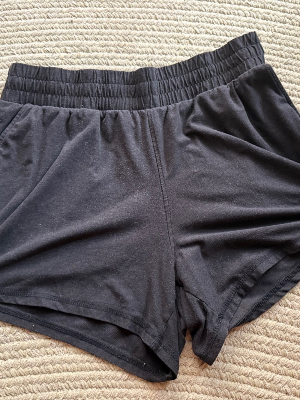 Athletic Butter Core Black Large Shorts pull on stretch